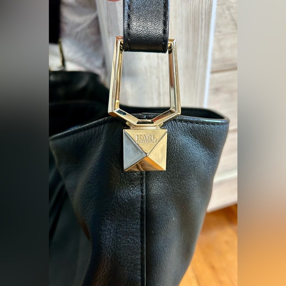 EUC Karl Lagerfeld Large all Leather Shoulder Bag like New - Picture 6 of 9